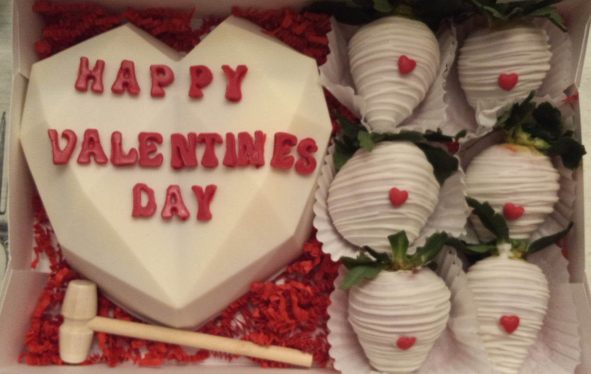 Breakable heart with strawberries